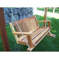 Wood cedar porch swing ready for winter weather protection
