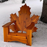Wooden Folding Maple Leaf Chair (Large) in Knotted Cedar, Golden Glossy