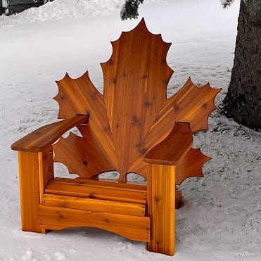 Wooden Folding Maple Leaf Chair (Large) in Knotted Cedar, Golden Glossy
