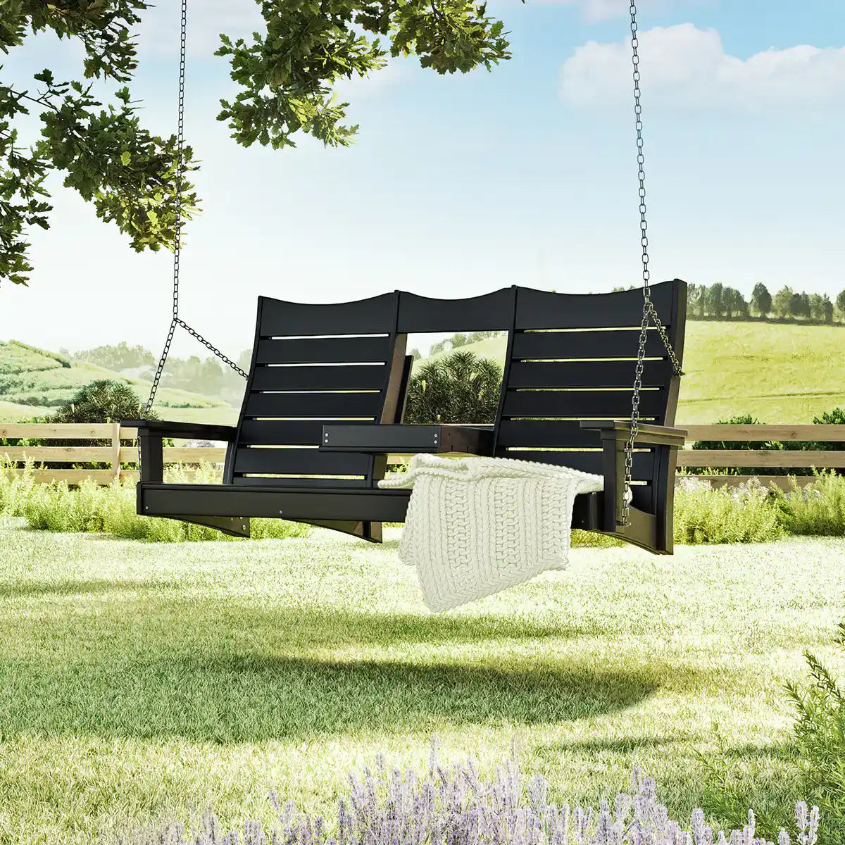 LuxCraft 5 ft. Contour Recycled Plastic Porch Swing - real product photo