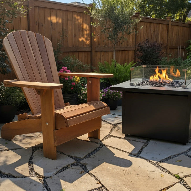 Wooden Royal Upright Adirondack Chair in Brazilian Walnut (IPE), Unoiled Fully Assembled