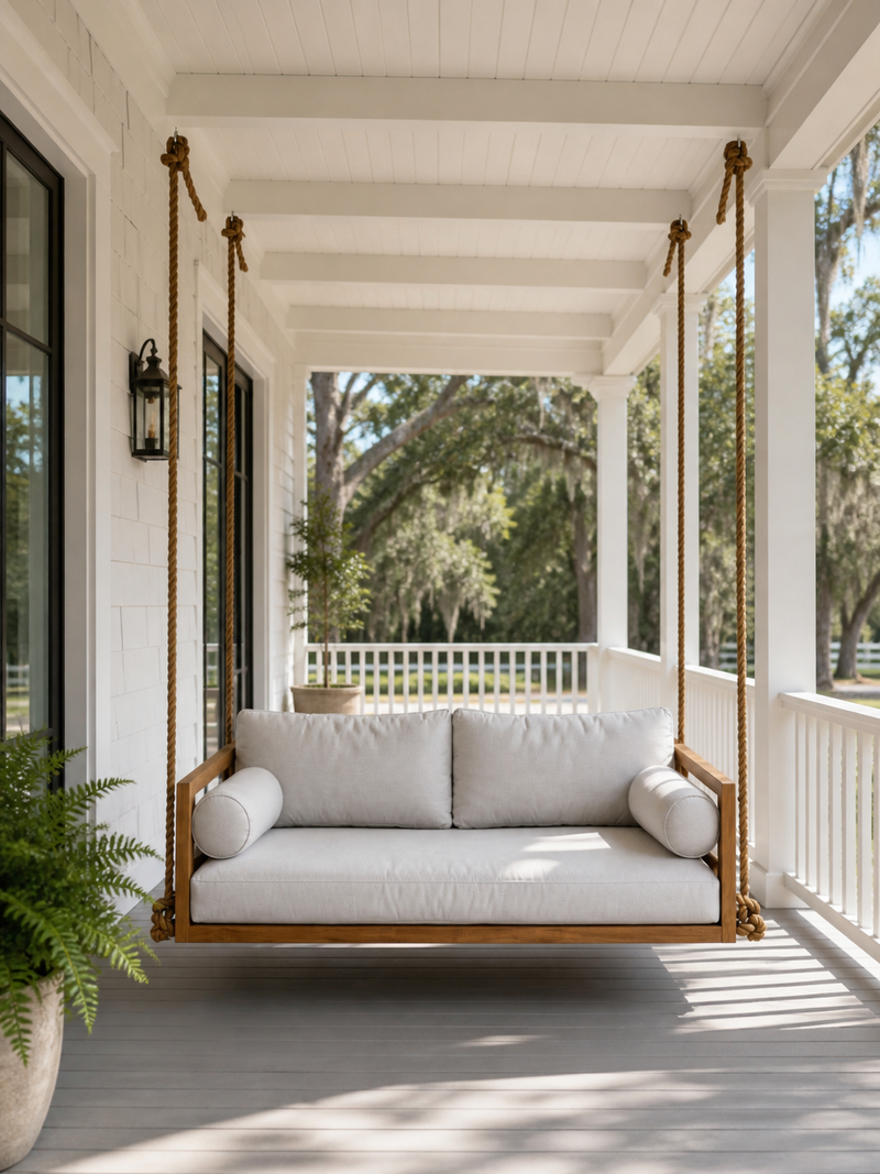 Delray Teak Porch Swing Bed — Standard — ModHaven, additional view