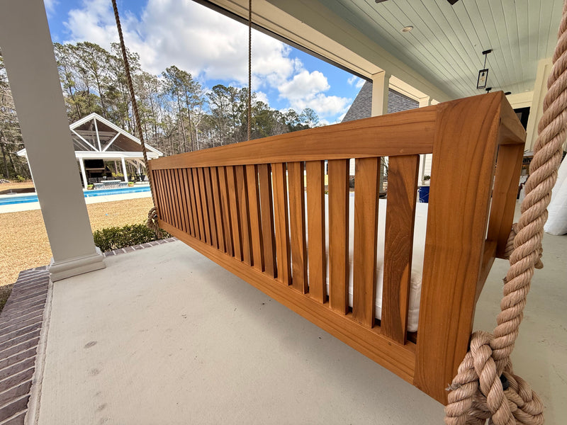 Delray Teak Porch Swing Bed — Small — ModHaven, additional view