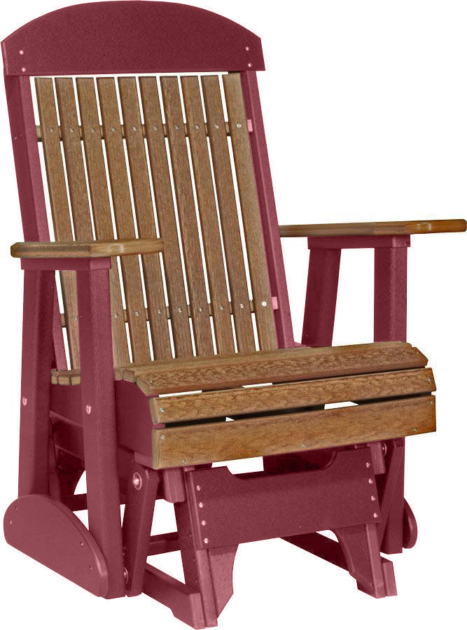 LuxCraft Antique Mahogany 2 foot Classic Highback Recycled Plastic Glider Chair