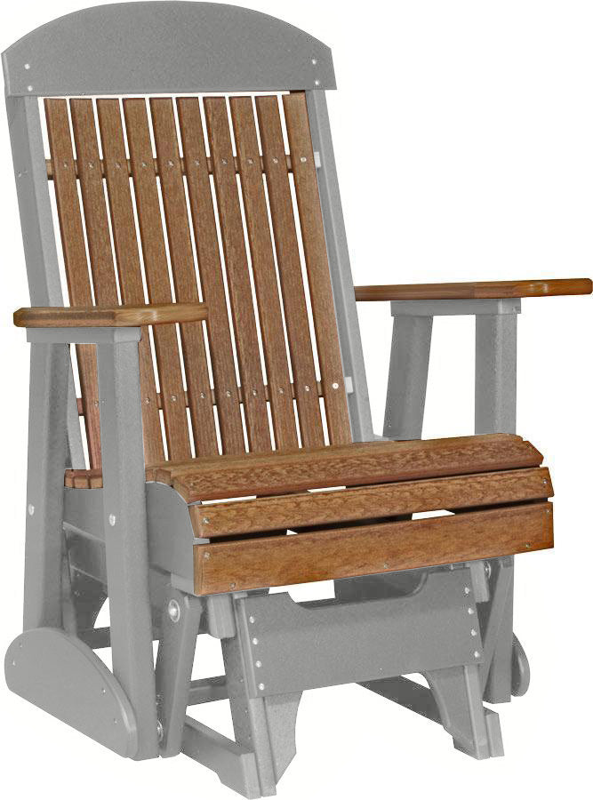 LuxCraft Antique Mahogany 2 foot Classic Highback Recycled Plastic Glider Chair