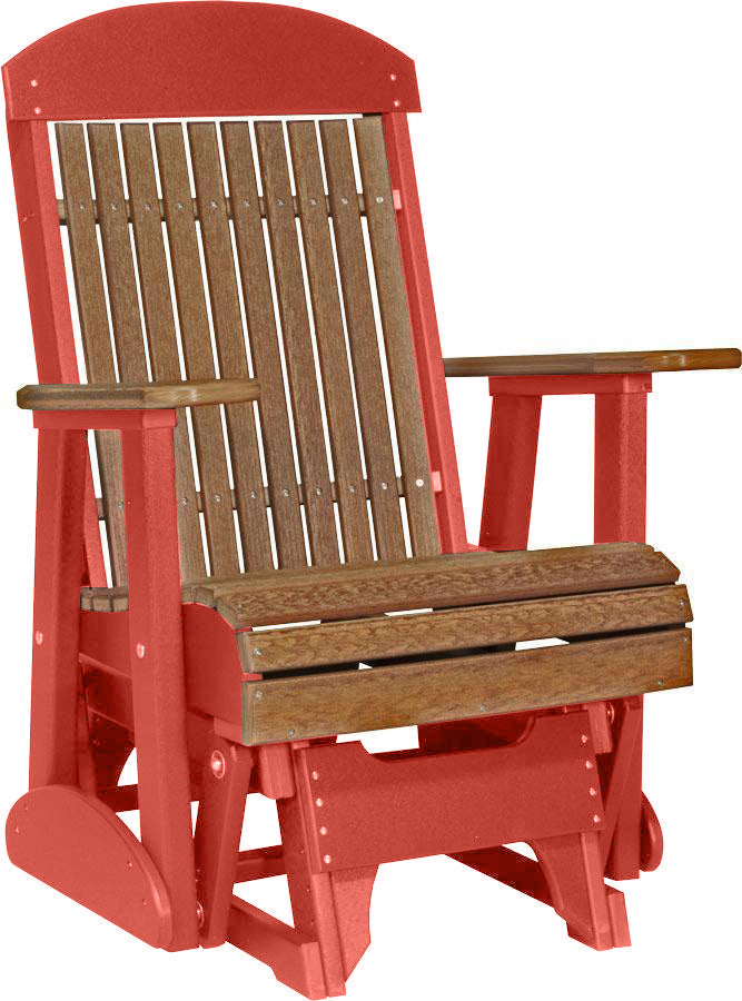 LuxCraft Antique Mahogany 2 foot Classic Highback Recycled Plastic Glider Chair