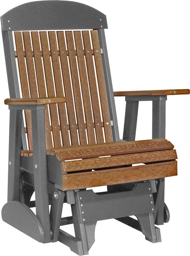 LuxCraft Antique Mahogany 2 foot Classic Highback Recycled Plastic Glider Chair
