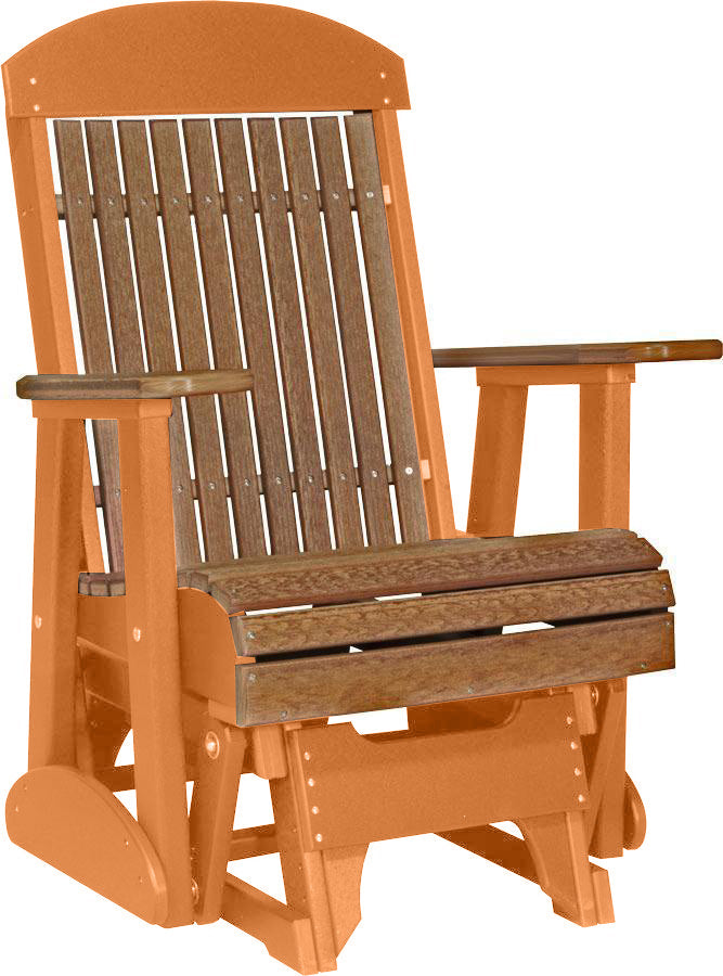 LuxCraft Antique Mahogany 2 foot Classic Highback Recycled Plastic Glider Chair