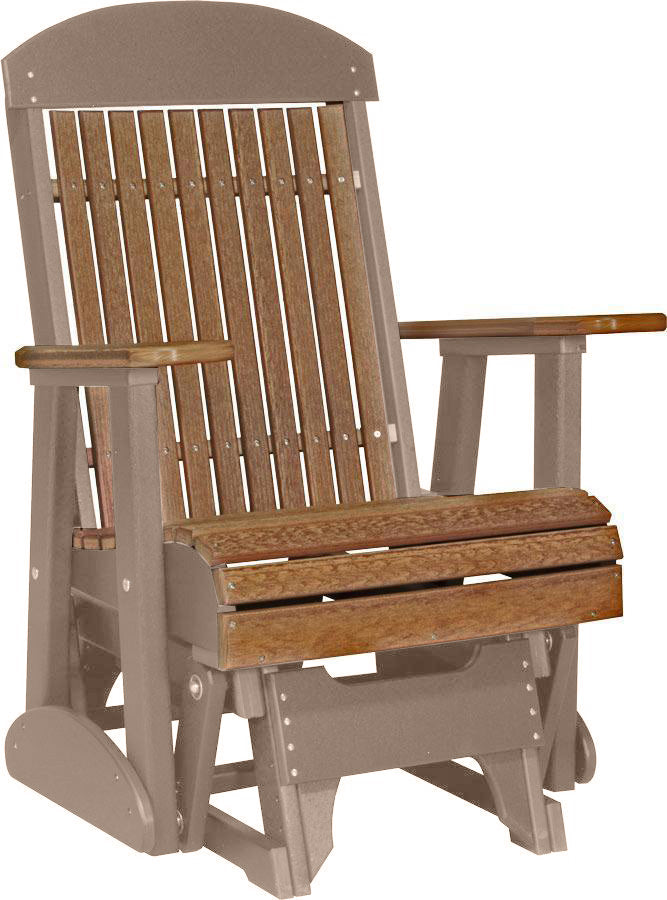 LuxCraft Antique Mahogany 2 foot Classic Highback Recycled Plastic Glider Chair