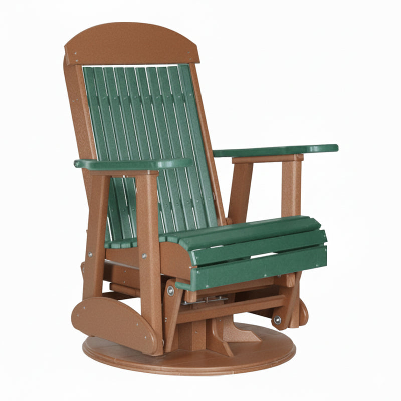 LuxCraft Green 2 foot Classic Highback Recycled Plastic Swivel Glider Chair