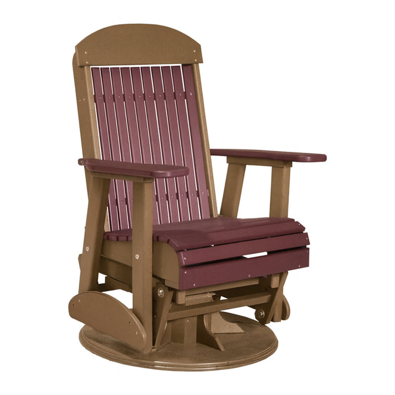 LuxCraft Cherrywood 2 foot Classic Highback Recycled Plastic Swivel Glider Chair With Cup Holder
