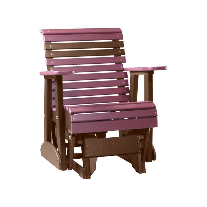 LuxCraft Cherry wood 2 foot Rollback Recycled Plastic Glider Chair