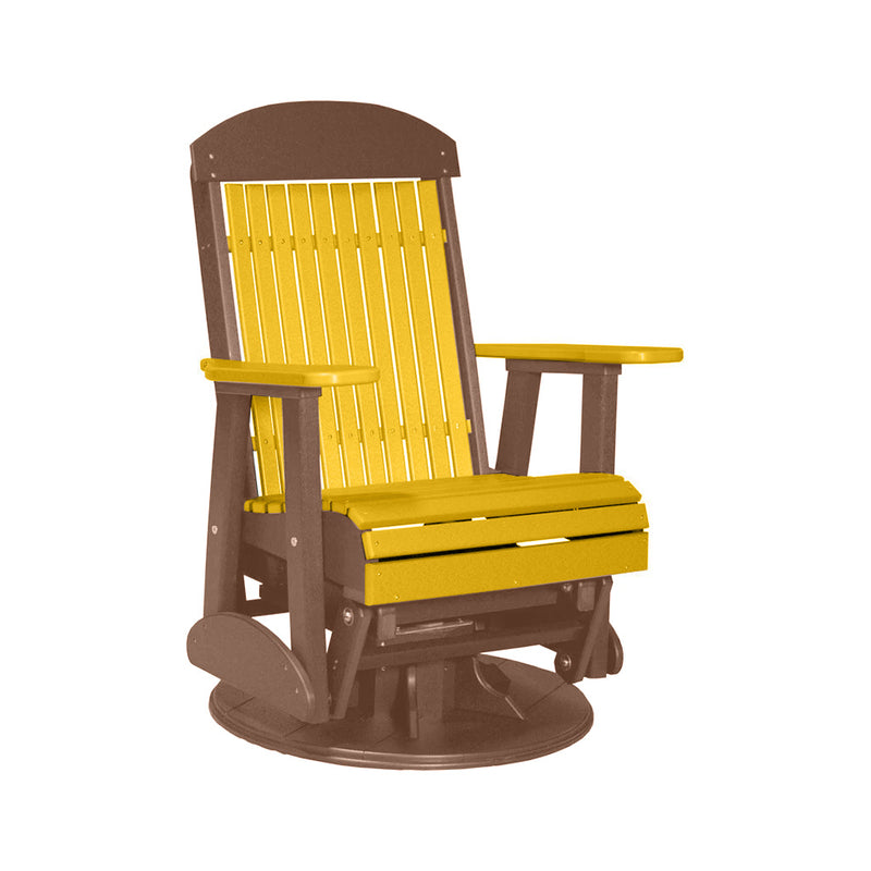 LuxCraft Yellow 2 foot Classic Highback Recycled Plastic Swivel Glider Chair