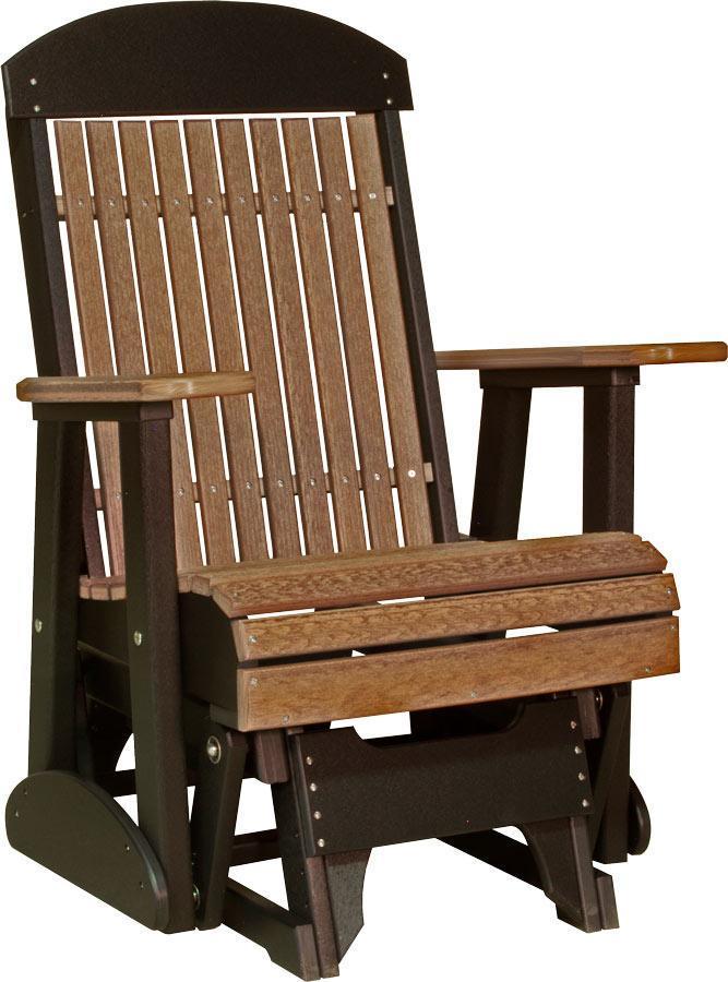 LuxCraft Antique Mahogany 2 foot Classic Highback Recycled Plastic Glider Chair