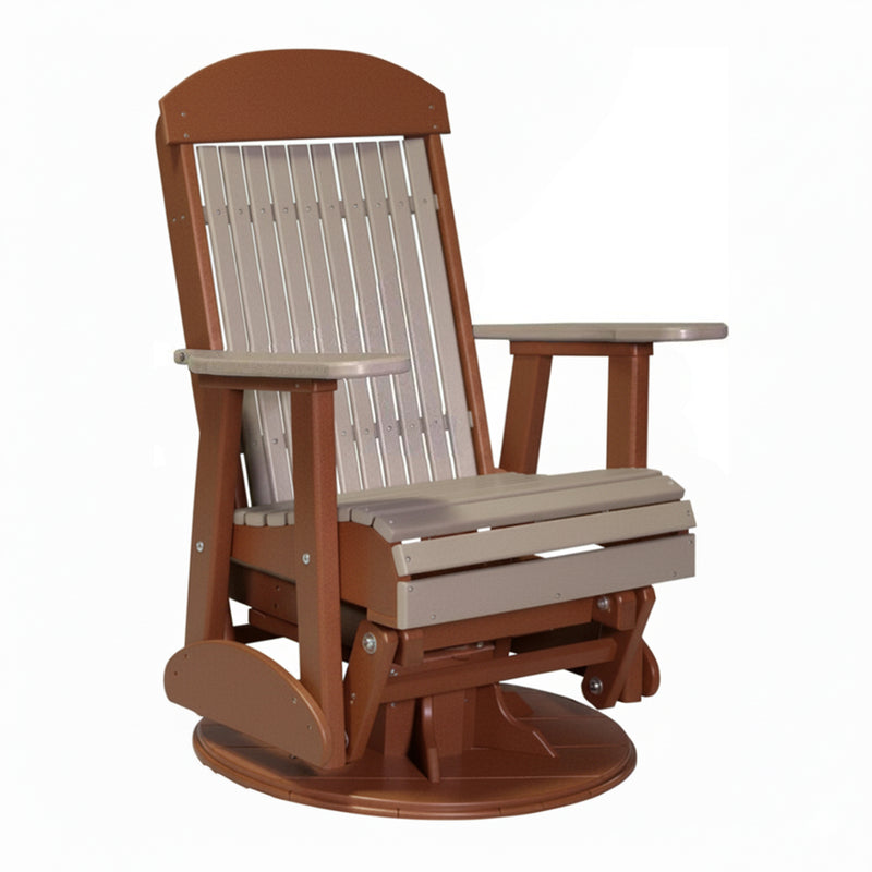 LuxCraft Weatherwood 2 foot Classic Highback Recycled Plastic Swivel Glider Chair
