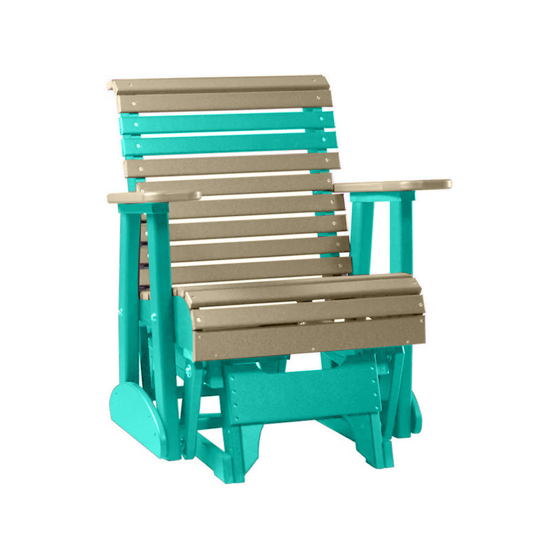 LuxCraft Weatherwood 2 foot Rollback Recycled Plastic Glider Chair With Cup Holder