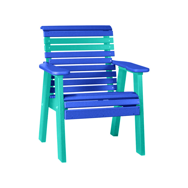 LuxCraft Blue 2' Rollback Recycled Plastic Chair With Cup Holder