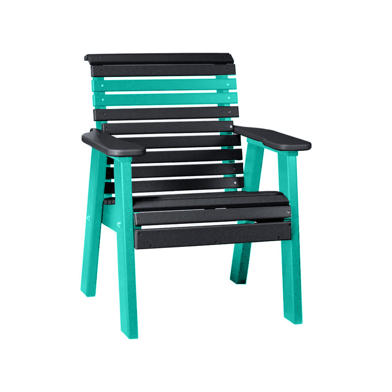 LuxCraft Black 2' Rollback Recycled Plastic Chair With Cup Holder