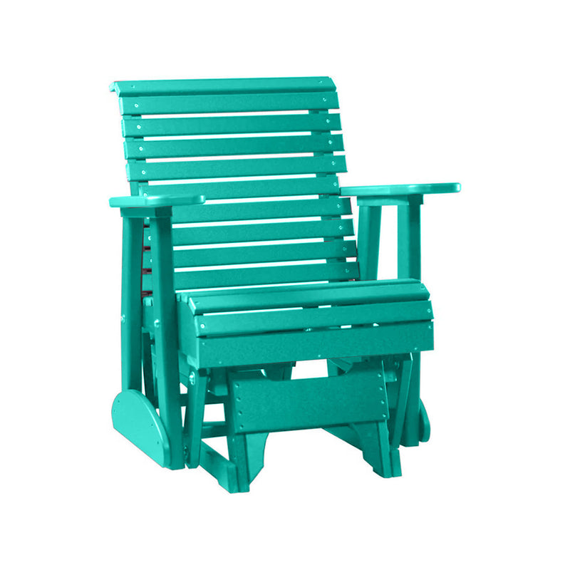 LuxCraft Aruba Blue 2 foot Rollback Recycled Plastic Glider Chair