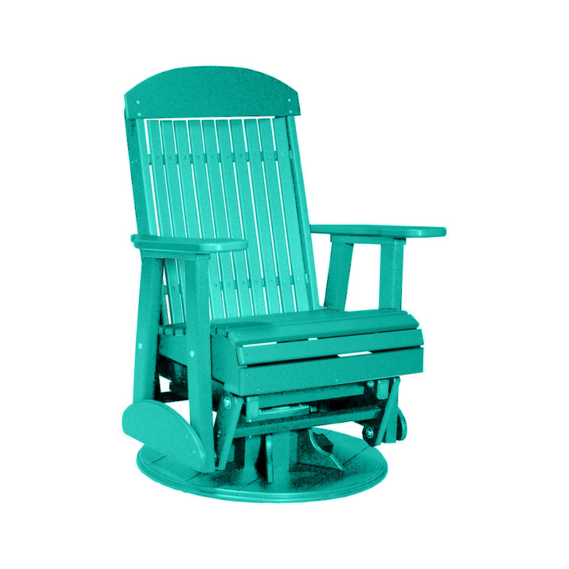 LuxCraft Aruba Blue 2 foot Classic Highback Recycled Plastic Swivel Glider Chair