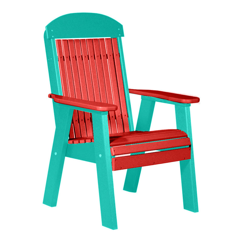 LuxCraft Red 2' Classic Highback Recycled Plastic Chair With Cup Holder