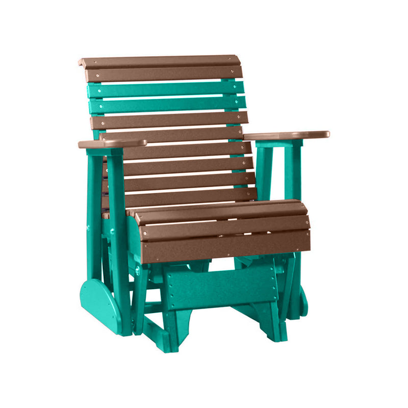 LuxCraft Antique Mahogany 2 foot Rollback Recycled Plastic Glider Chair With Cup Holder