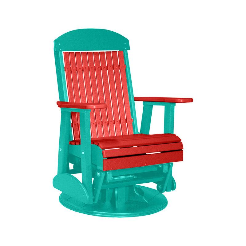 LuxCraft Red 2 foot Classic Highback Recycled Plastic Swivel Glider Chair