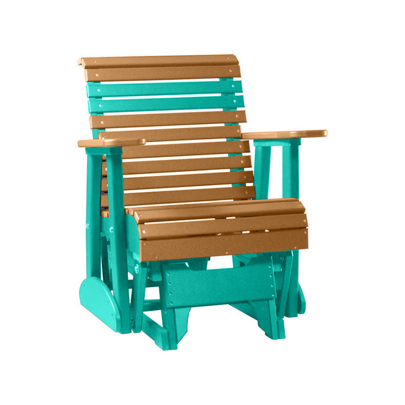 LuxCraft Cedar 2 foot Rollback Recycled Plastic Glider Chair With Cup Holder