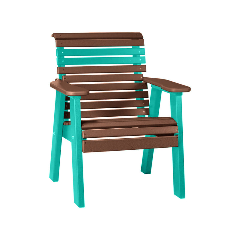LuxCraft Chestnut Brown 2' Rollback Recycled Plastic Chair With Cup Holder