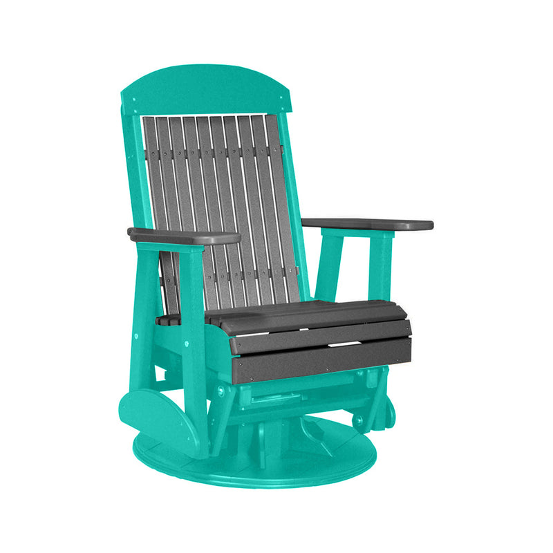 LuxCraft Slate 2 foot Classic Highback Recycled Plastic Swivel Glider Chair With Cup Holder