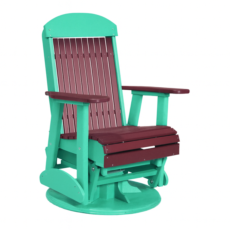 LuxCraft Cherrywood 2 foot Classic Highback Recycled Plastic Swivel Glider Chair With Cup Holder