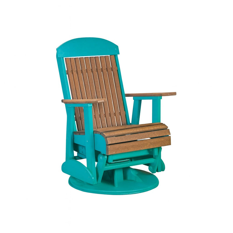 LuxCraft Antique Mahogany 2 foot Classic Highback Recycled Plastic Swivel Glider Chair With Cup Holder