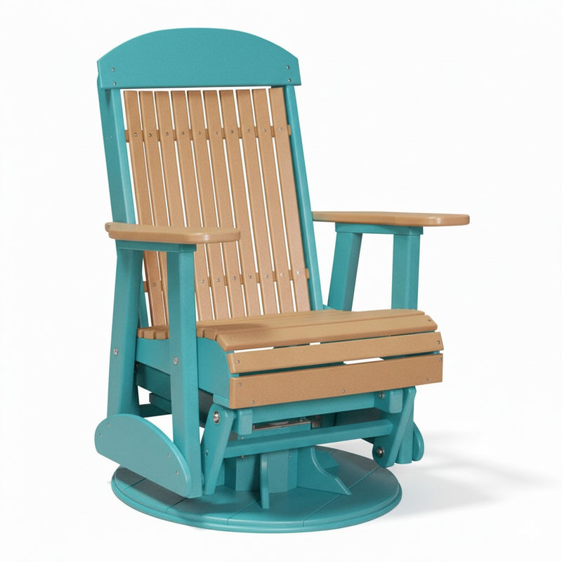 LuxCraft Cedar 2 foot Classic Highback Recycled Plastic Swivel Glider Chair