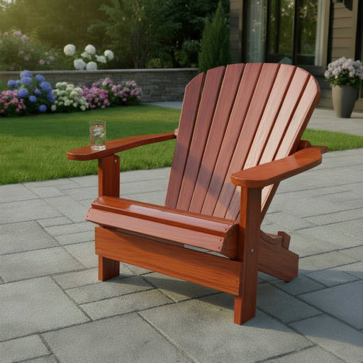 Wooden Grand Adirondack Chair (Oversized) in Clear Cedar, Mahogany Glossy
