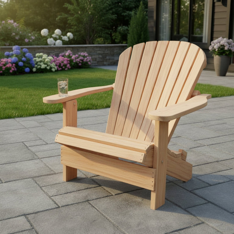 Wooden Grand Adirondack Chair (Oversized) in Clear Cedar, Unstained