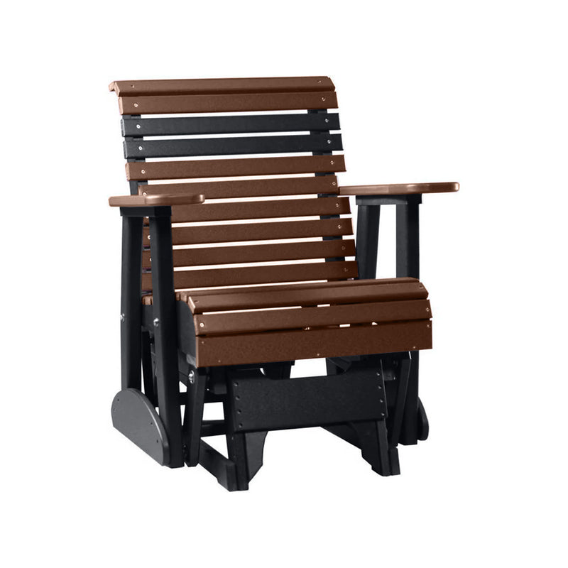 LuxCraft Chestnut Brown 2 foot Rollback Recycled Plastic Glider Chair