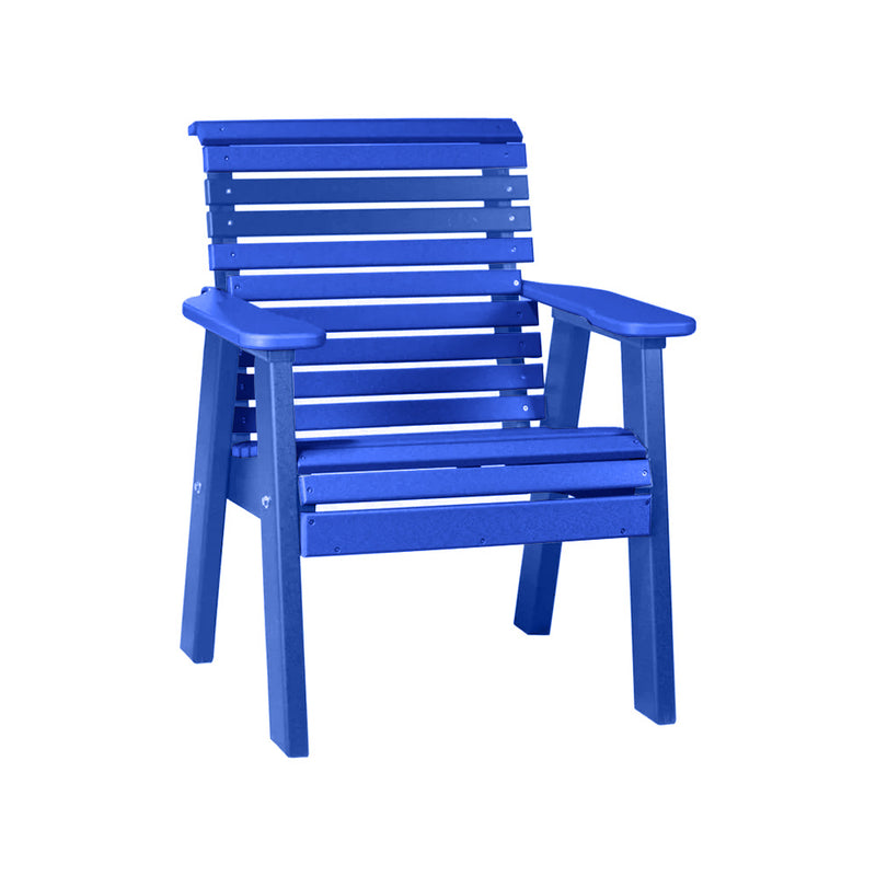 LuxCraft Blue 2' Rollback Recycled Plastic Chair With Cup Holder