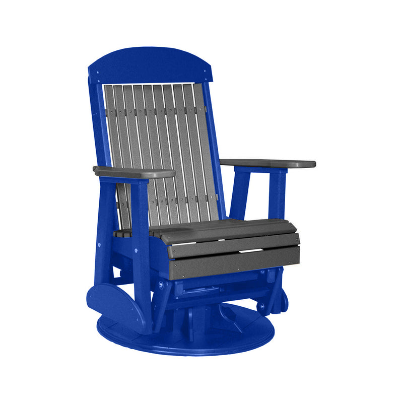 LuxCraft Slate 2 foot Classic Highback Recycled Plastic Swivel Glider Chair With Cup Holder