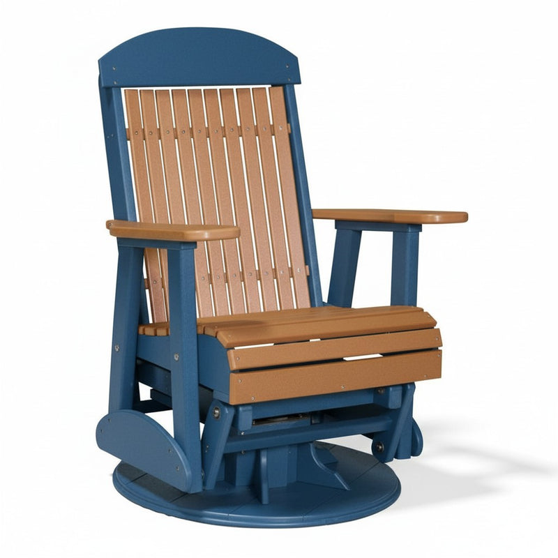 LuxCraft Cedar 2 foot Classic Highback Recycled Plastic Swivel Glider Chair