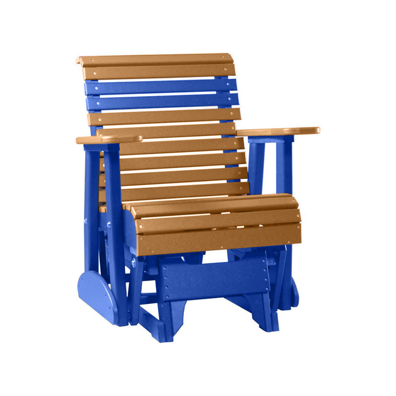 LuxCraft Cedar 2 foot Rollback Recycled Plastic Glider Chair With Cup Holder