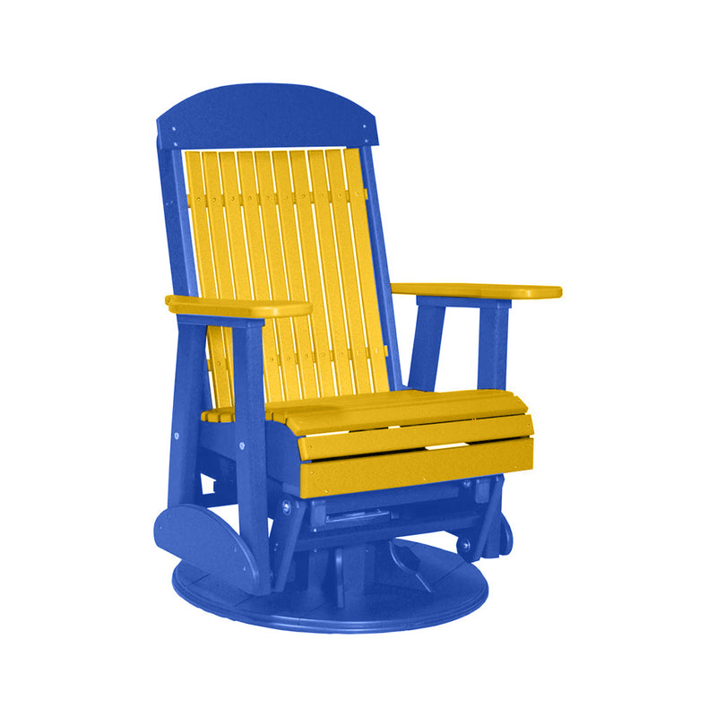 LuxCraft Yellow 2 foot Classic Highback Recycled Plastic Swivel Glider Chair