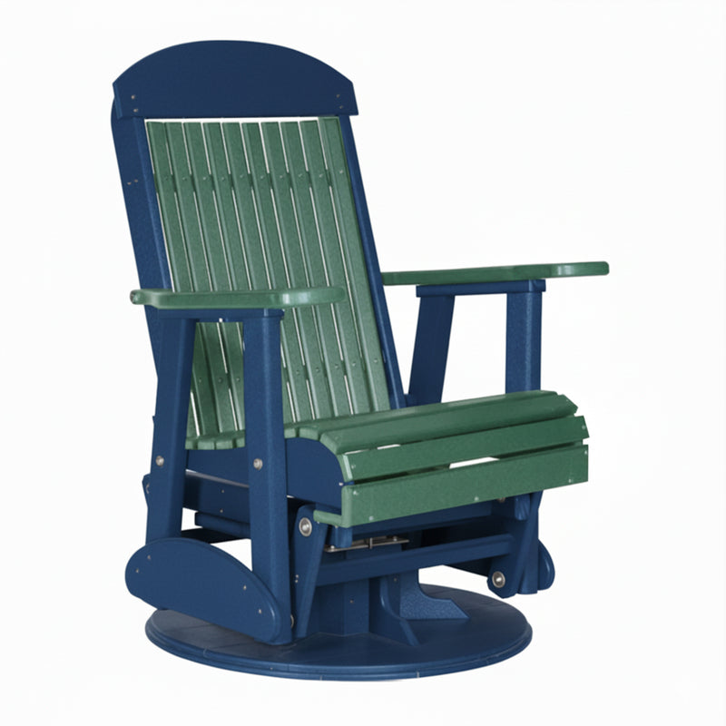 LuxCraft Green 2 foot Classic Highback Recycled Plastic Swivel Glider Chair