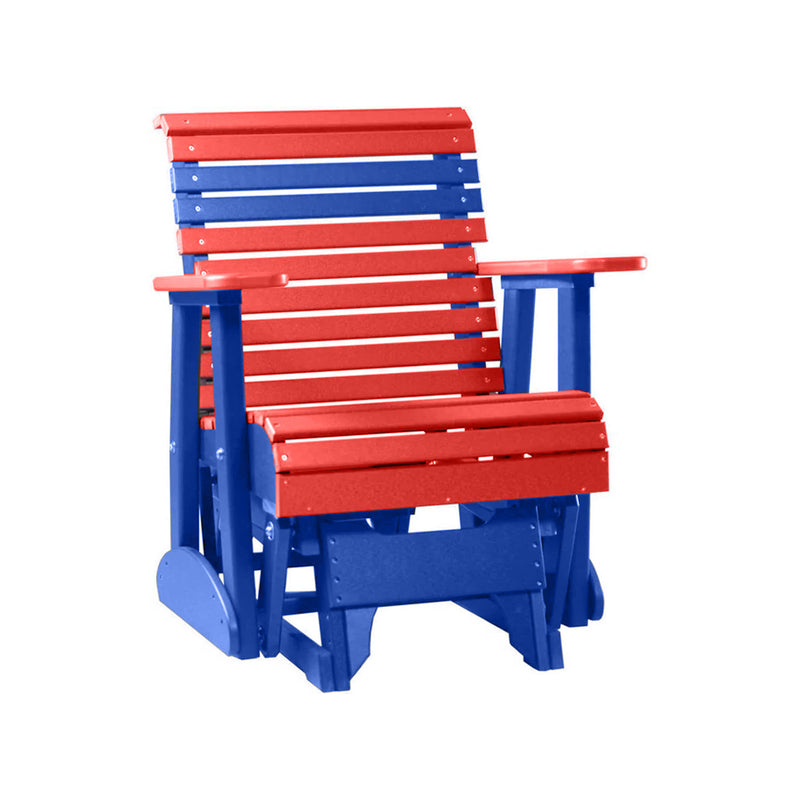 LuxCraft Red 2 foot Rollback Recycled Plastic Glider Chair With Cup Holder