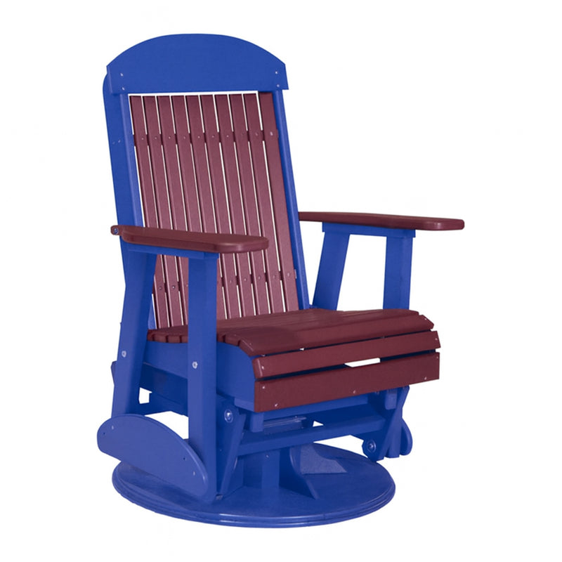 LuxCraft Cherrywood 2 foot Classic Highback Recycled Plastic Swivel Glider Chair With Cup Holder