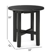 SoPoly 18" Classic Round Side Table dimensions diagram