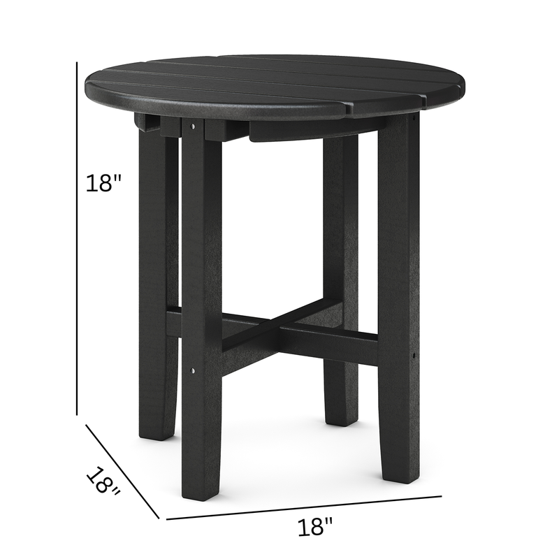 SoPoly 18" Classic Round Side Table dimensions diagram