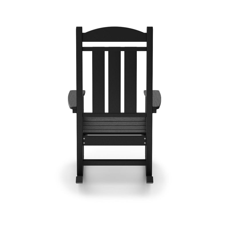 SoPoly Callaway Porch Rocker in Black, back view