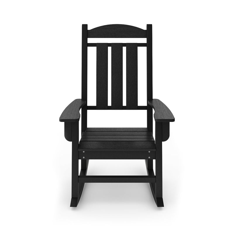 SoPoly Callaway Porch Rocker in Black, front view