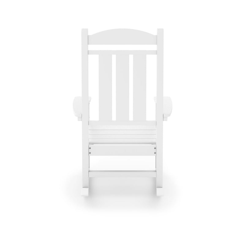 SoPoly Callaway Porch Rocker in Destin White, back view