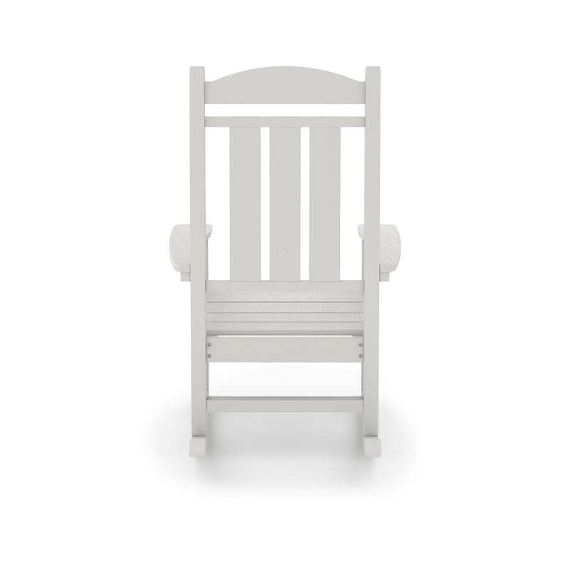 SoPoly Callaway Porch Rocker in Heron Gray, back view